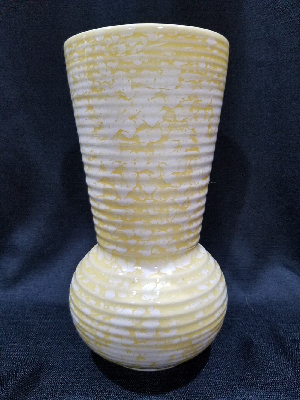 Vintage Vase Yellow & White Ball and Funnel Style
